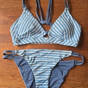 Hurley Women's Blue/White Striped Bikini Set